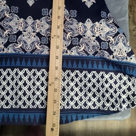 New York & Co Women's SZ S Fit and Flare Print Dress Pockets Navy Sleeveless - Picture 9 of 11